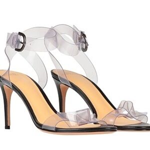 Alexandre Birman Clarita 75 Knotted Clear & Black Wrap Ankle Pumps Heels Size